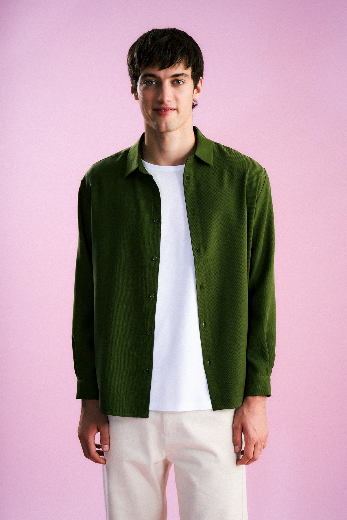 Basic TENCEL™ Uzunkollu Gömlek - Haki