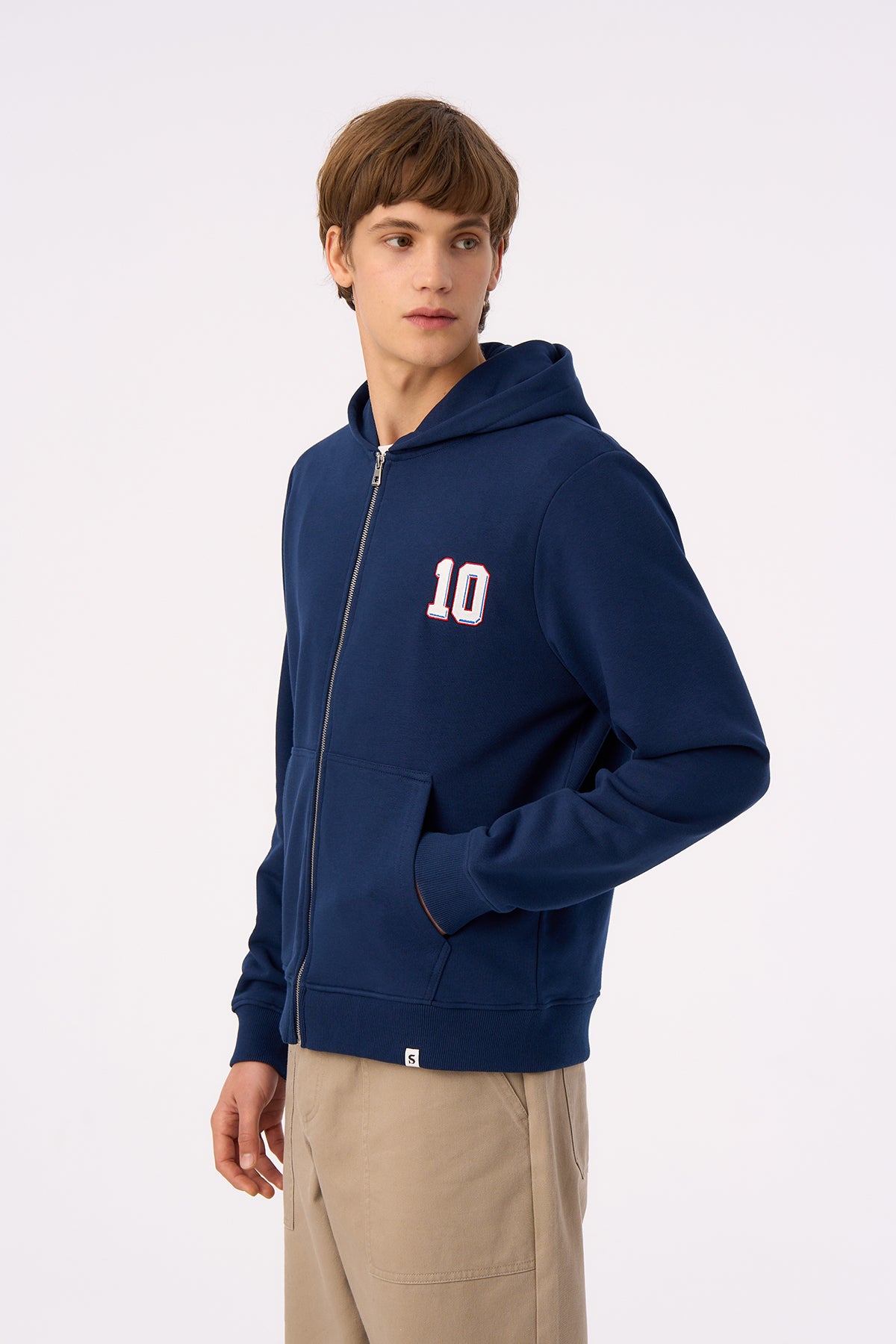 France 10 Soft Fleece Fermuarlı Hoodie - Lacivert