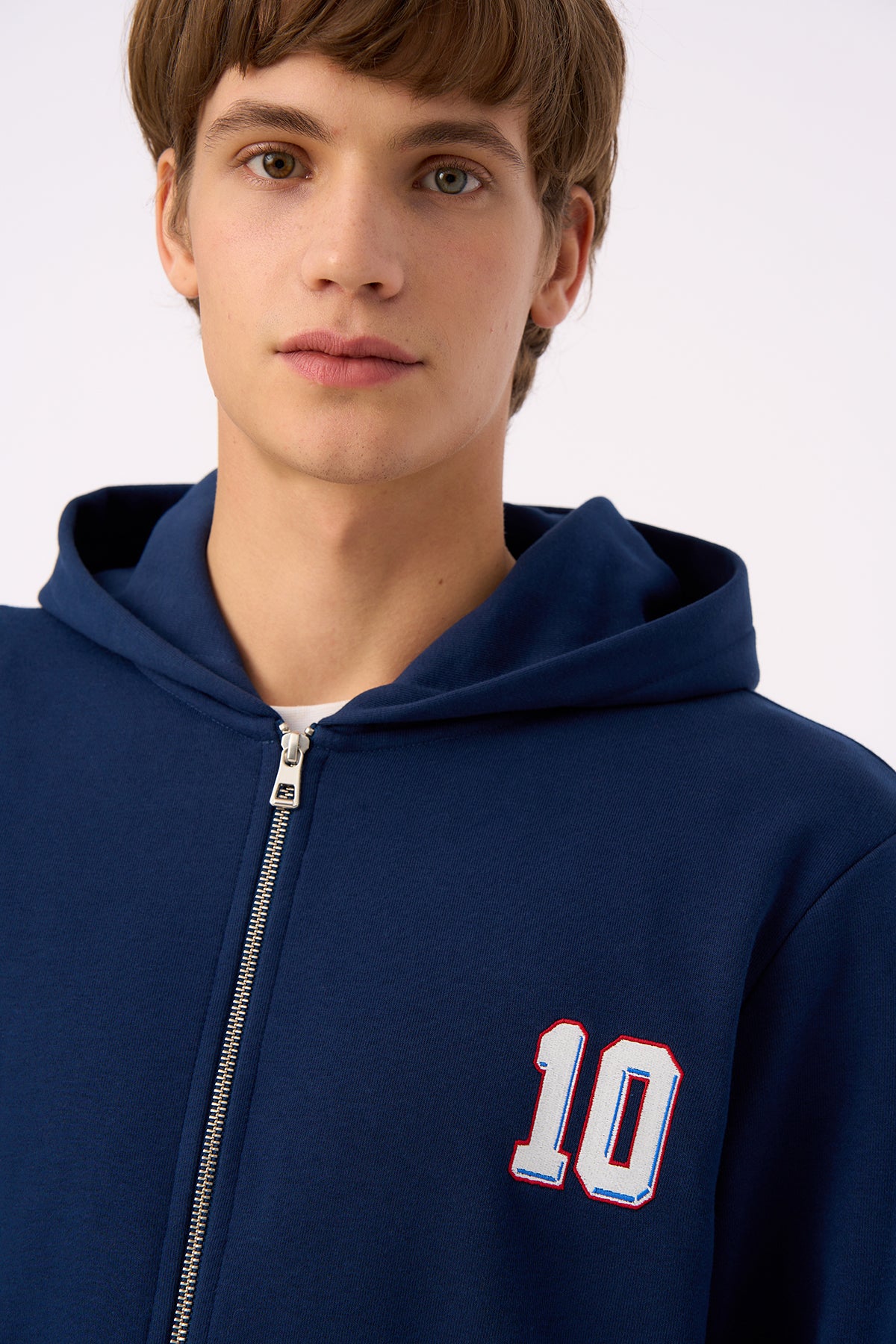 France 10 Soft Fleece Fermuarlı Hoodie - Lacivert
