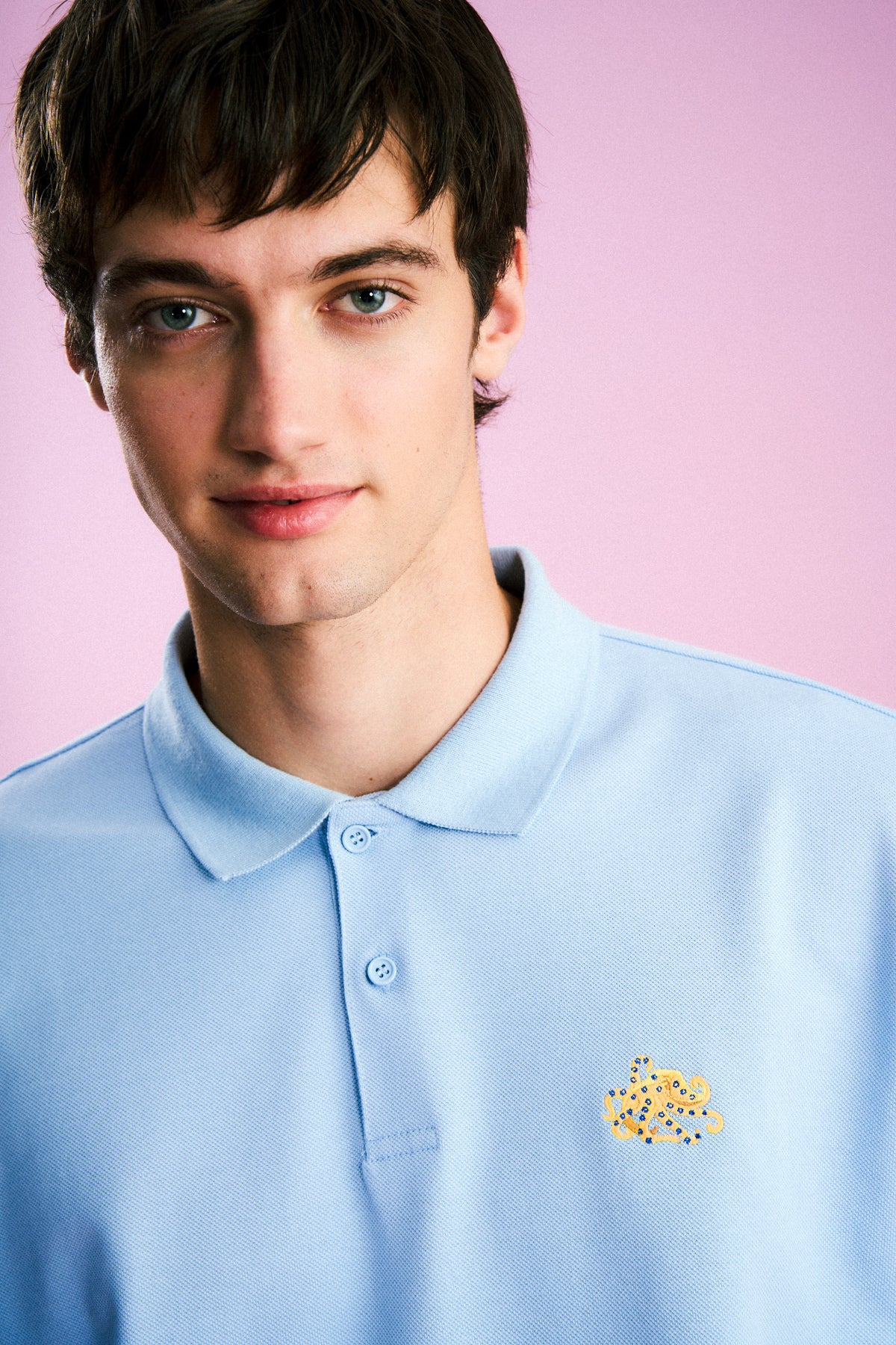 Mavi Halkalı Ahtapot Polo Yaka T-Shirt - Mavi