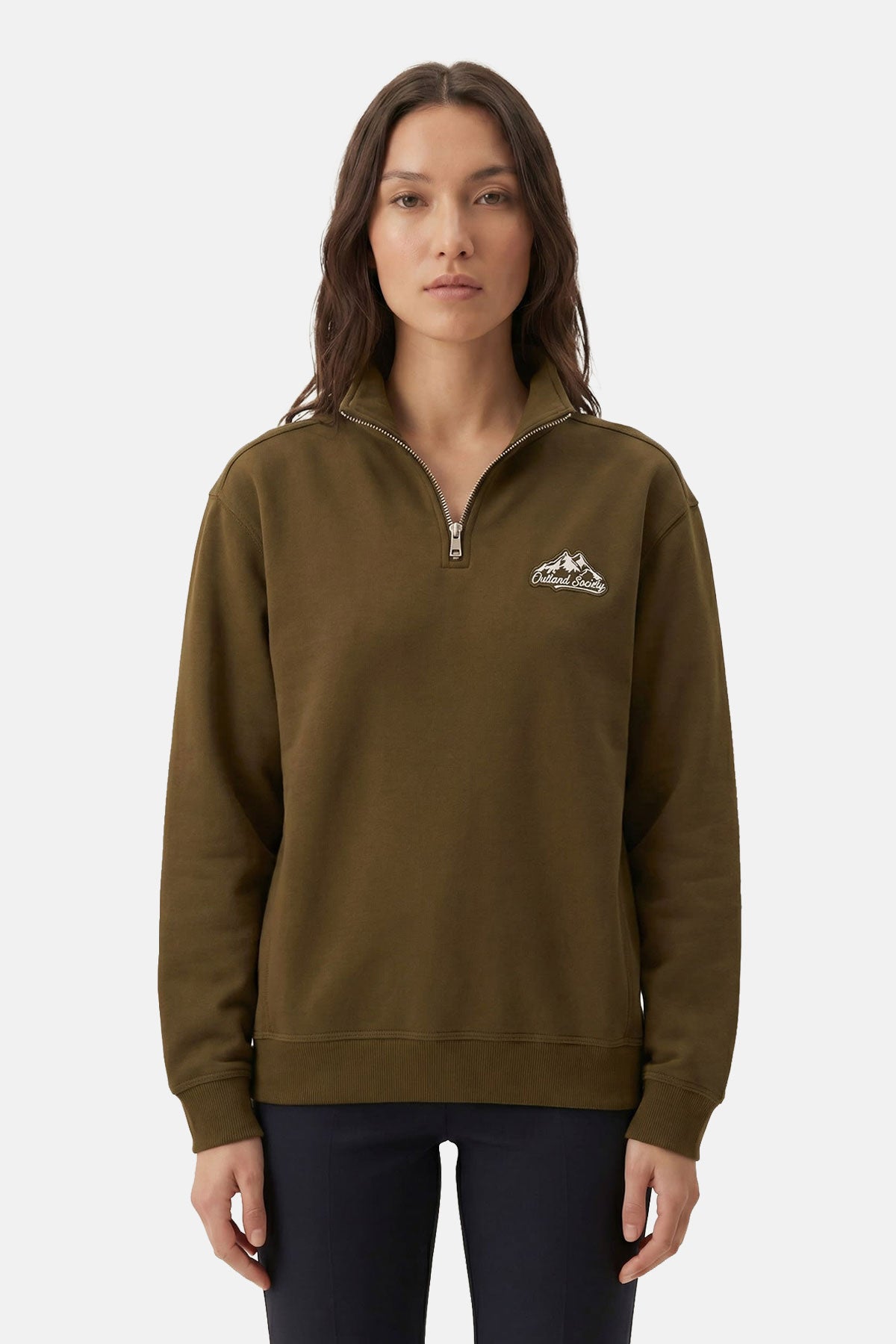 Outland Society Soft Touch Quarter-Zip Sweatshirt - Haki