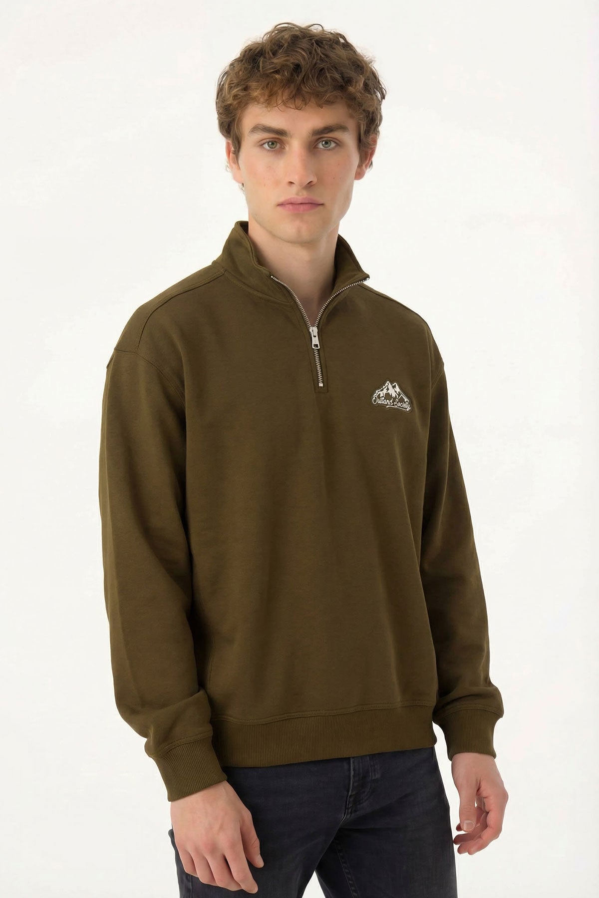 Outland Society Soft Touch Quarter-Zip Sweatshirt - Haki