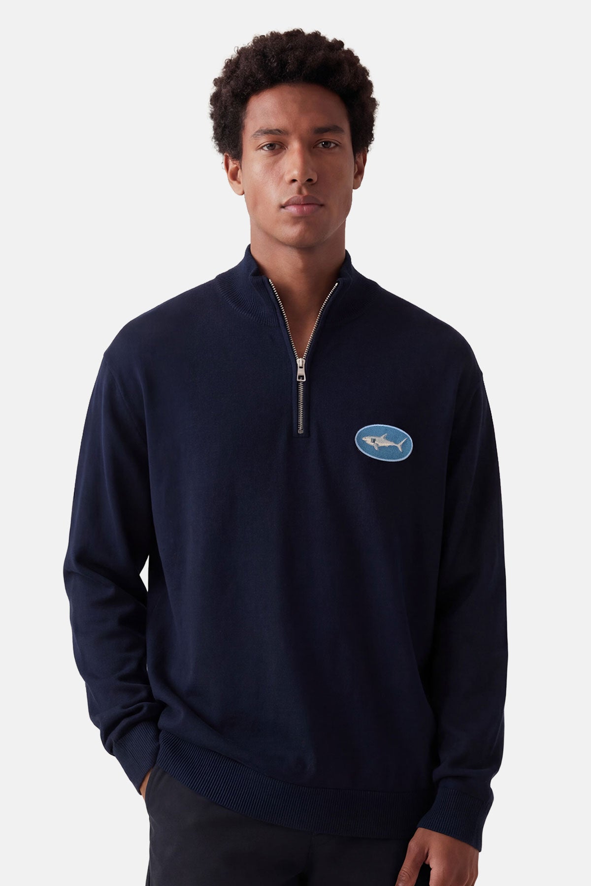 Büyük Beyaz Köpekbalığı SuperSoft Quarter-Zip Sweatshirt - Lacivert