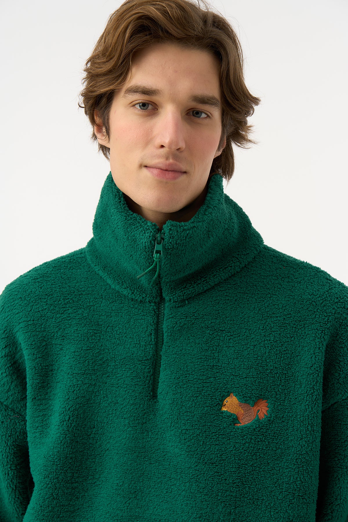 Sincap Sherpa Quarter-Zip Sweatshirt - Nefti Yeşil