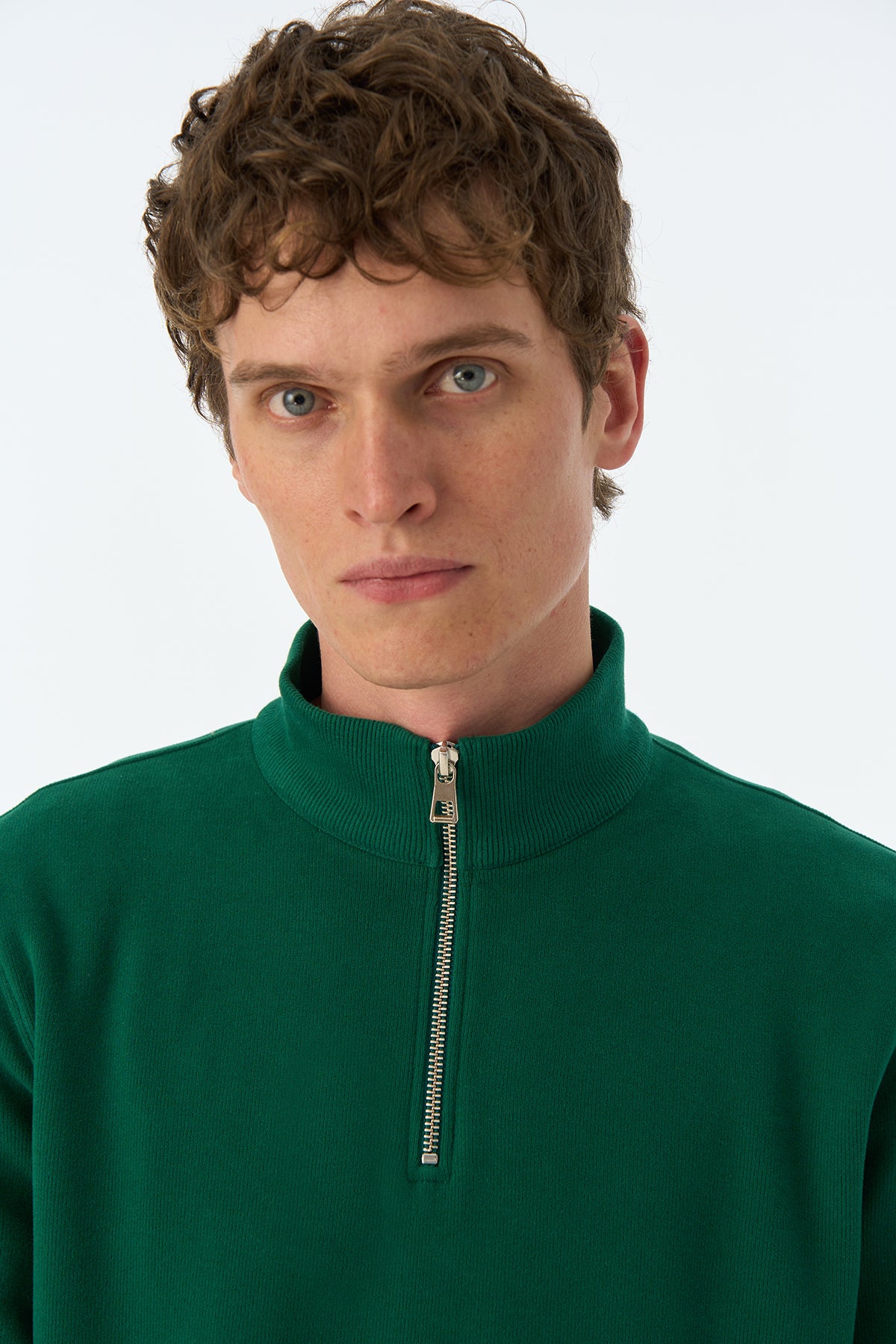 Basic SuperSoft Quarter-Zip Sweatshirt - Nefti Yeşil