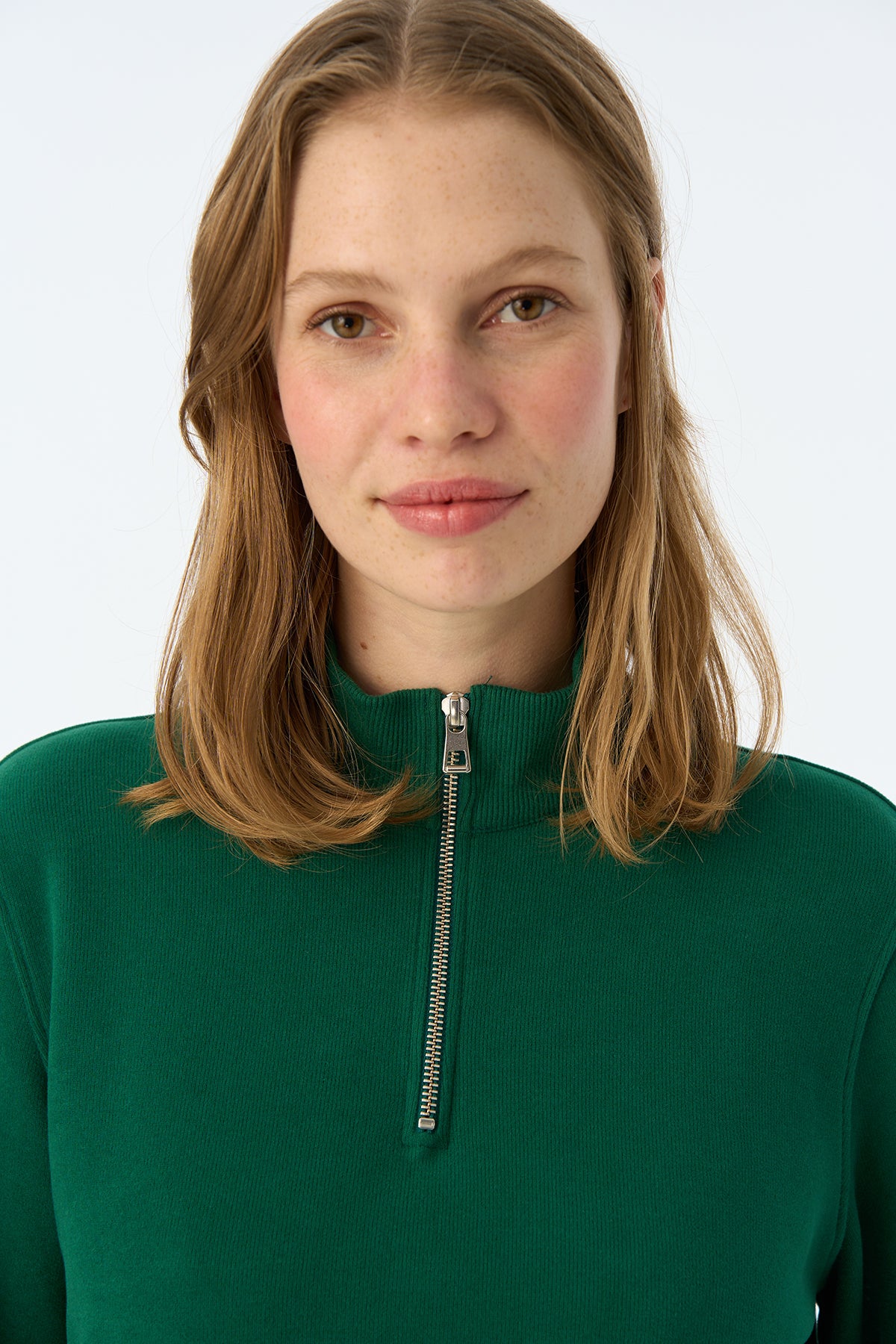 Basic SuperSoft Quarter-Zip Sweatshirt - Nefti Yeşil