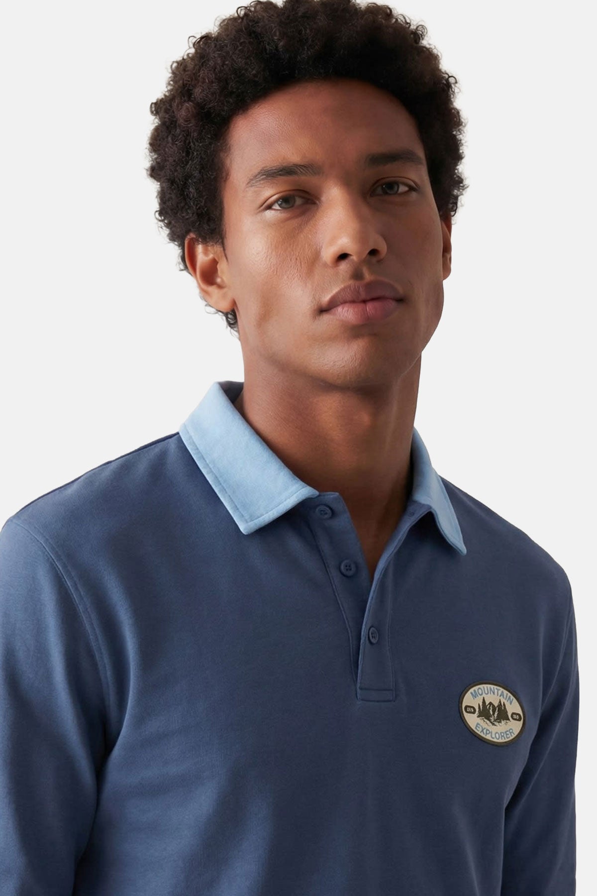 Mountain Explorer Soft Touch Polo Yaka Sweatshirt - Mavi