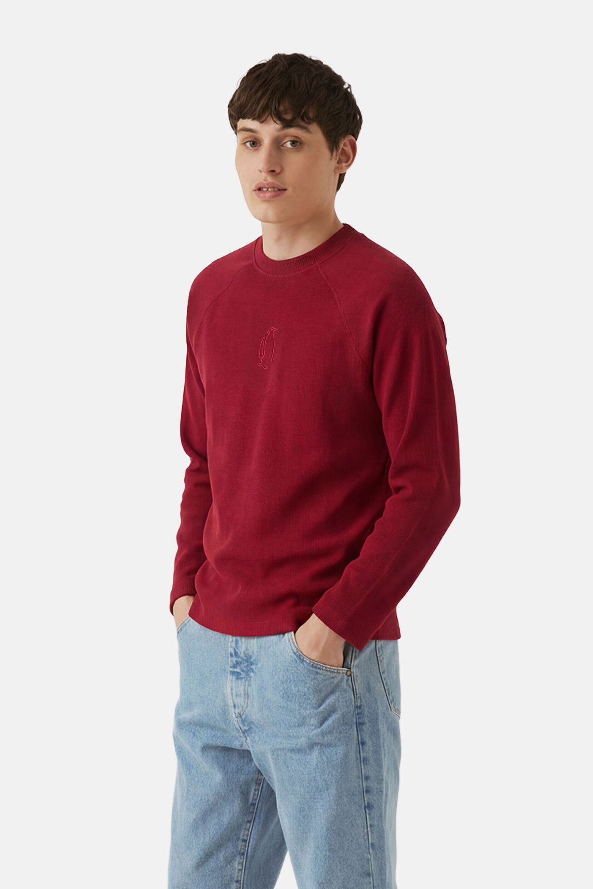İmparator Penguen Ribanalı Sweatshirt - Kırmızı
