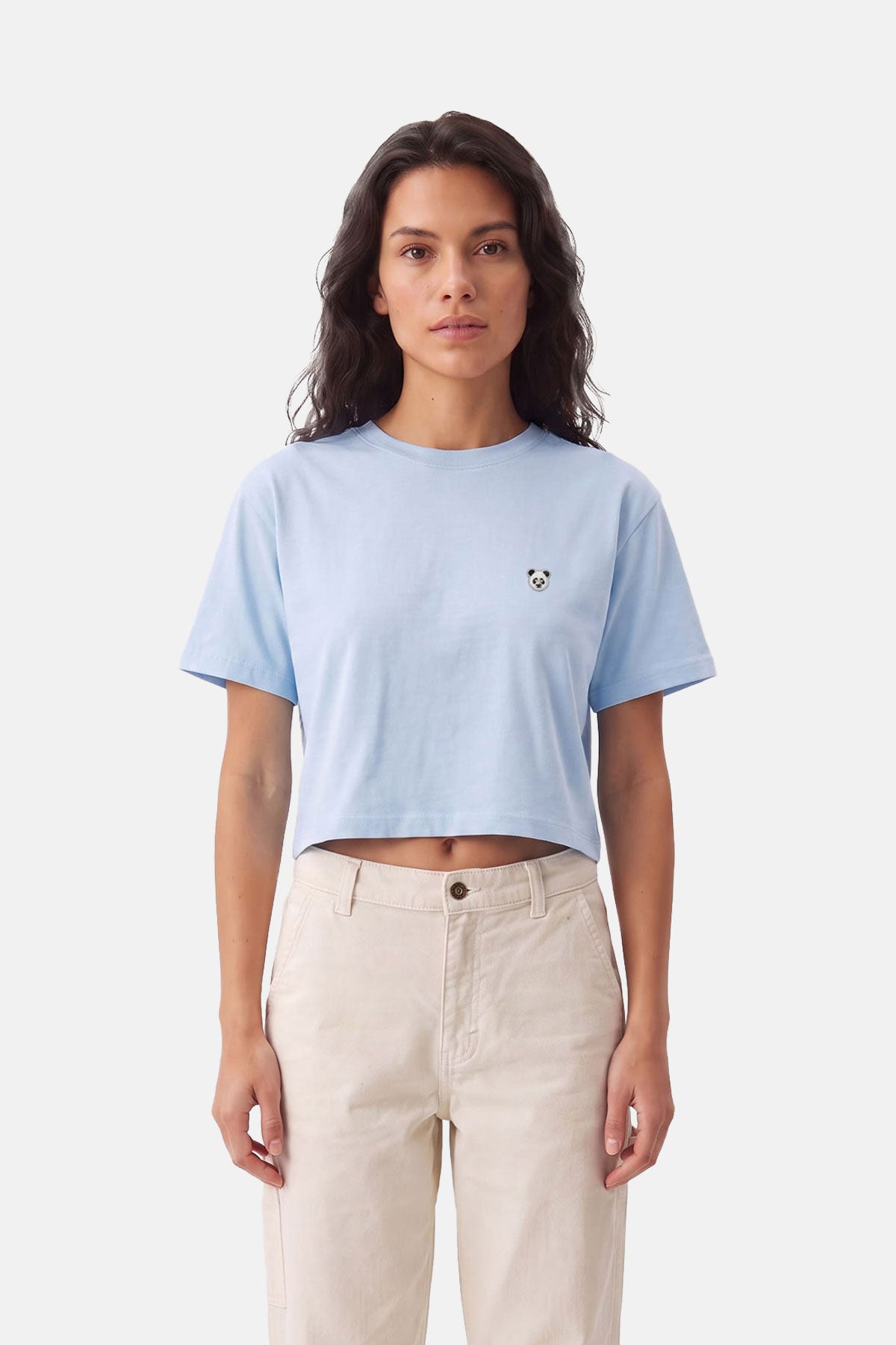 Panda Lightweight Crop T-shirt - Açık Mavi