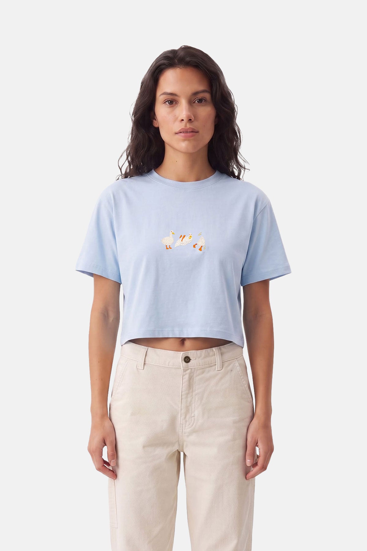 Ördek Lightweight Crop T-shirt - Açık Mavi