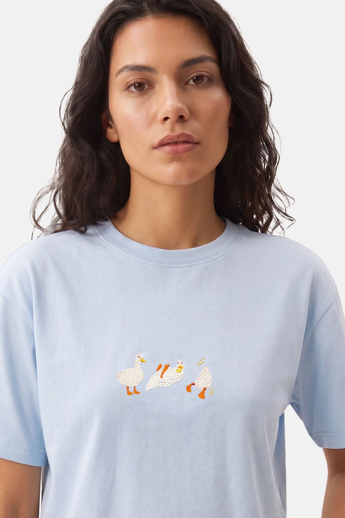 Ördek Lightweight Crop T-shirt - Açık Mavi