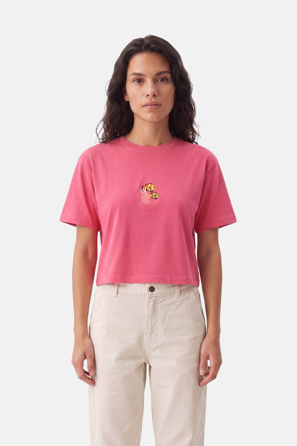 Palyaço Balığı Lightweight Crop T-shirt - Pembe