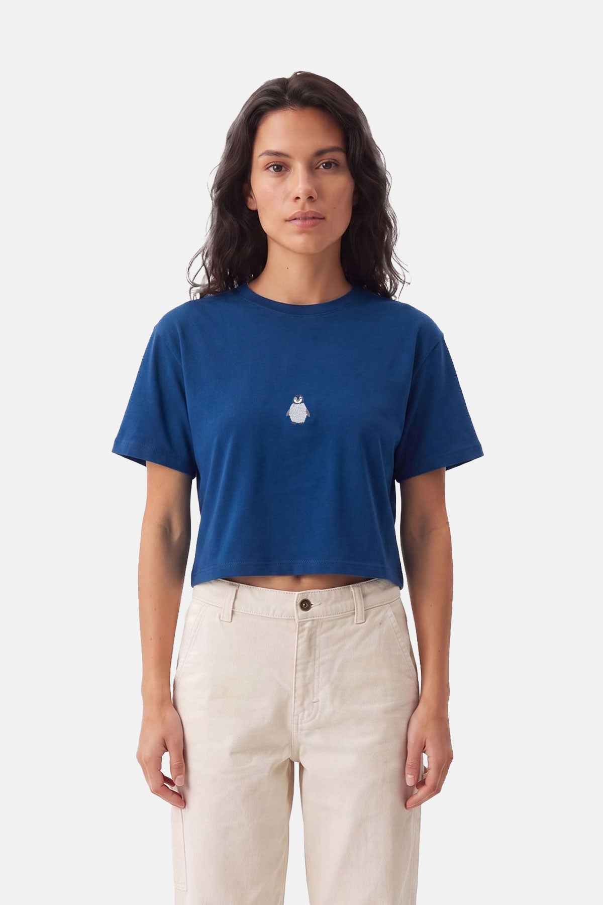 Yavru İmparator Penguen Lightweight Crop T-shirt - Lacivert