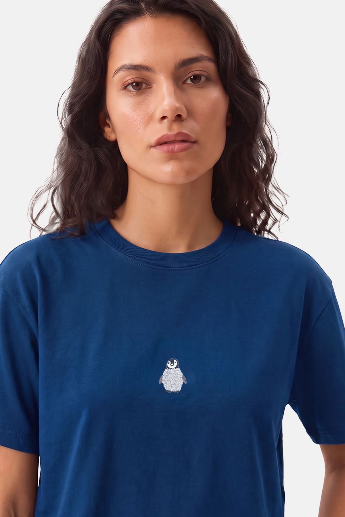 Yavru İmparator Penguen Lightweight Crop T-shirt - Lacivert