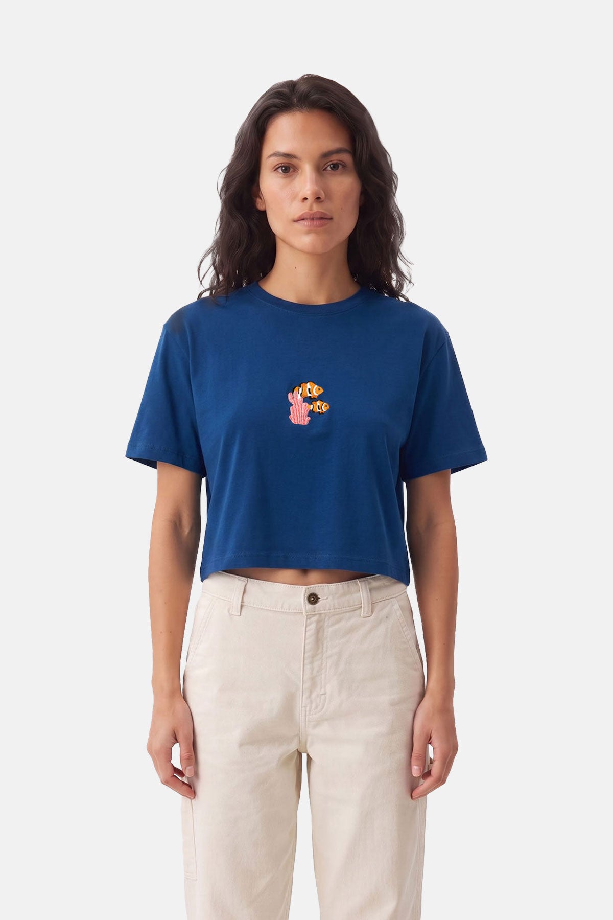 Palyaço Balığı Lightweight Crop T-shirt - Lacivert