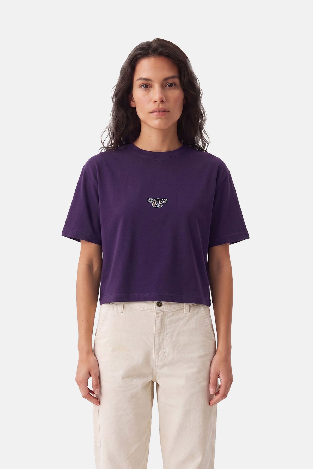 Apollo Kelebeği Lightweight Crop T-shirt - Mor
