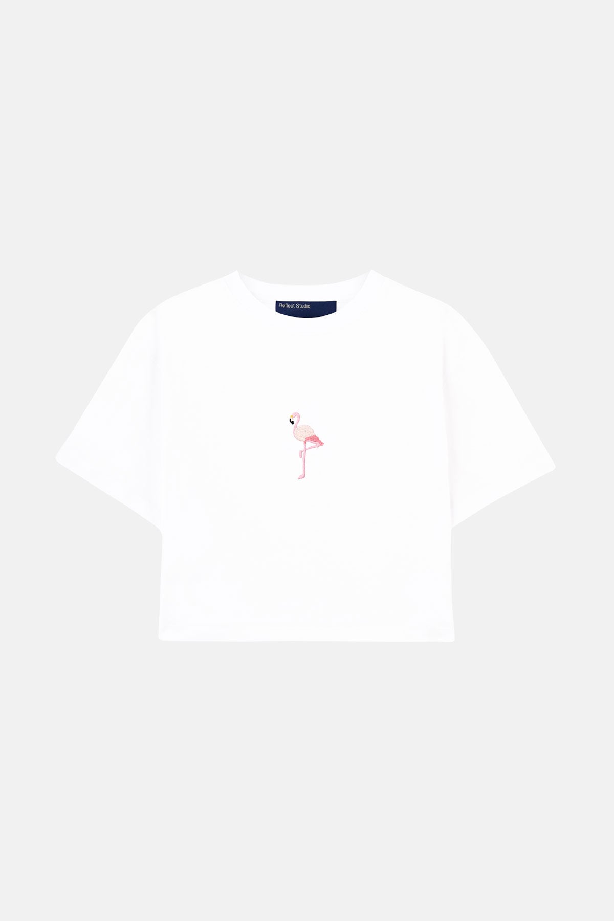 Flamingo Premium Crop T-Shirt - Beyaz