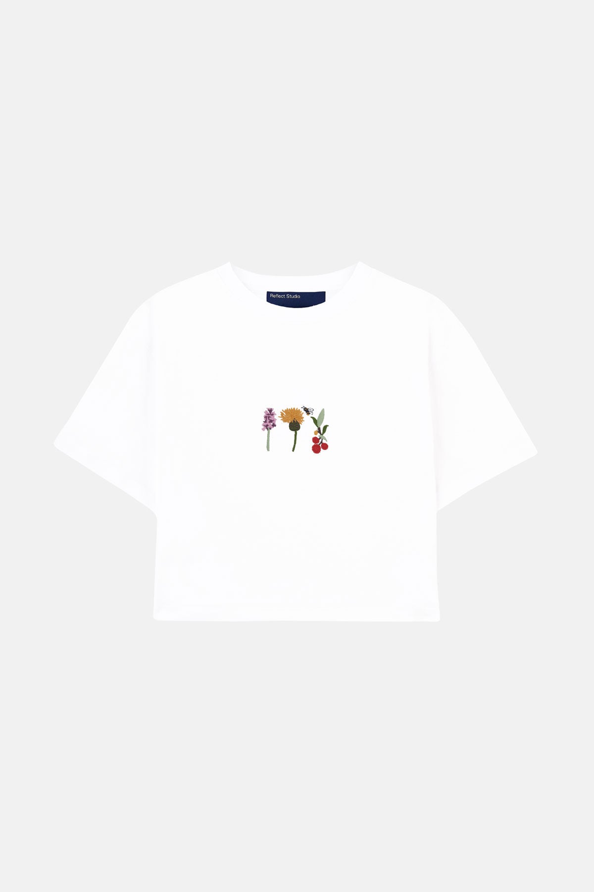 Flowers Premium Crop T-Shirt - Beyaz