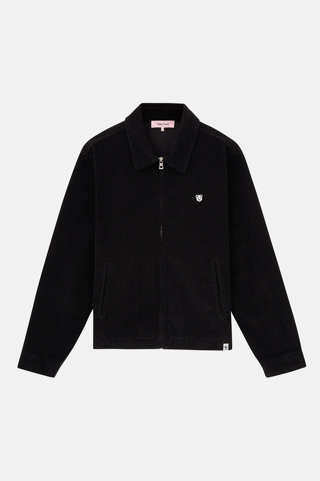 Panda Full-Zip Kadife Ceket - Siyah