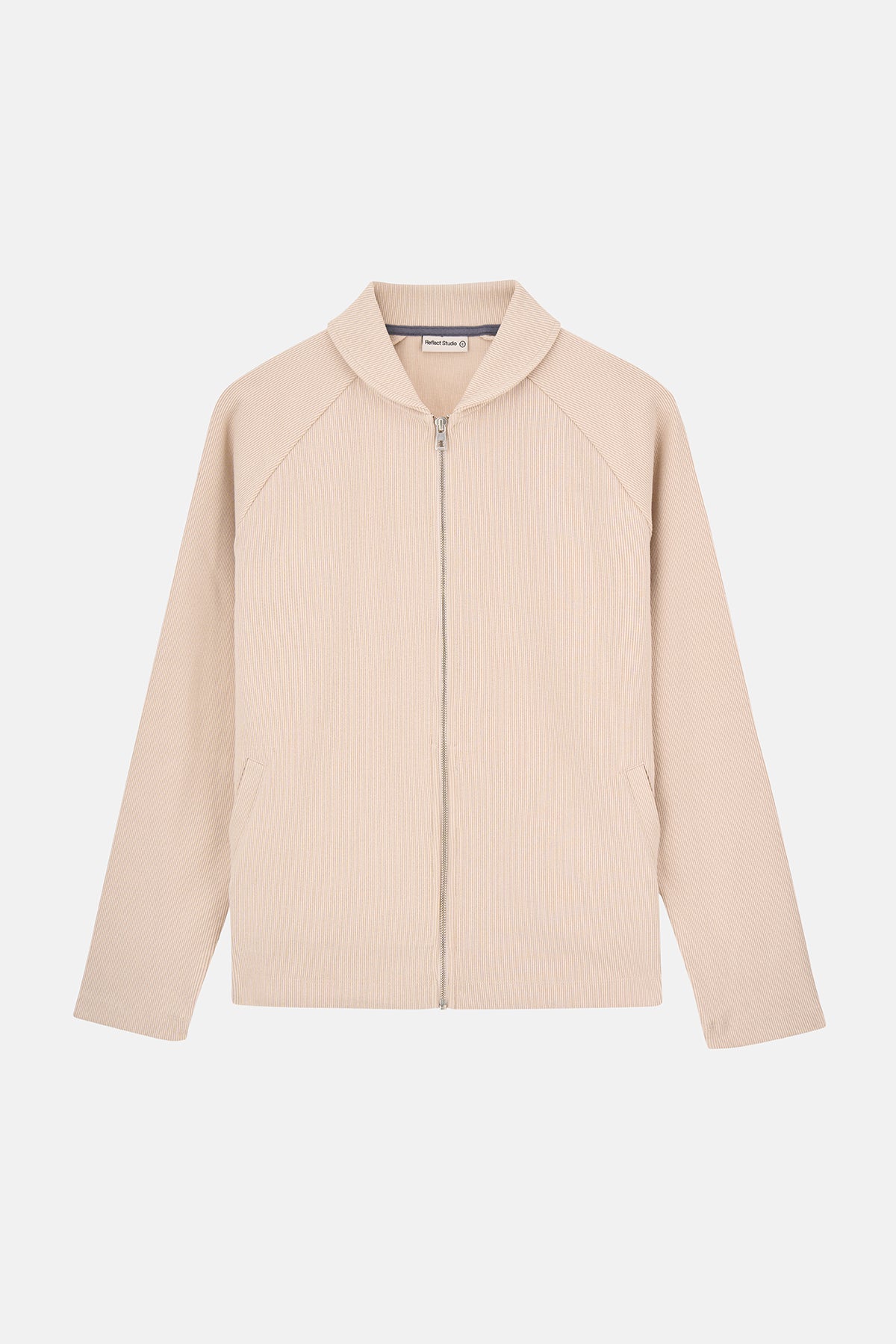 Basic Ribana Full-Zip Sweatshirt - Parşömen Bej