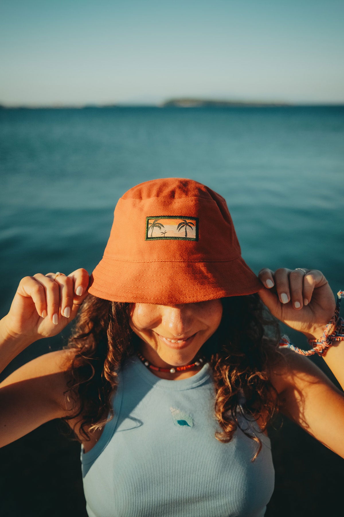 Palmiye Gabardin Bucket Hat - Çömlek
