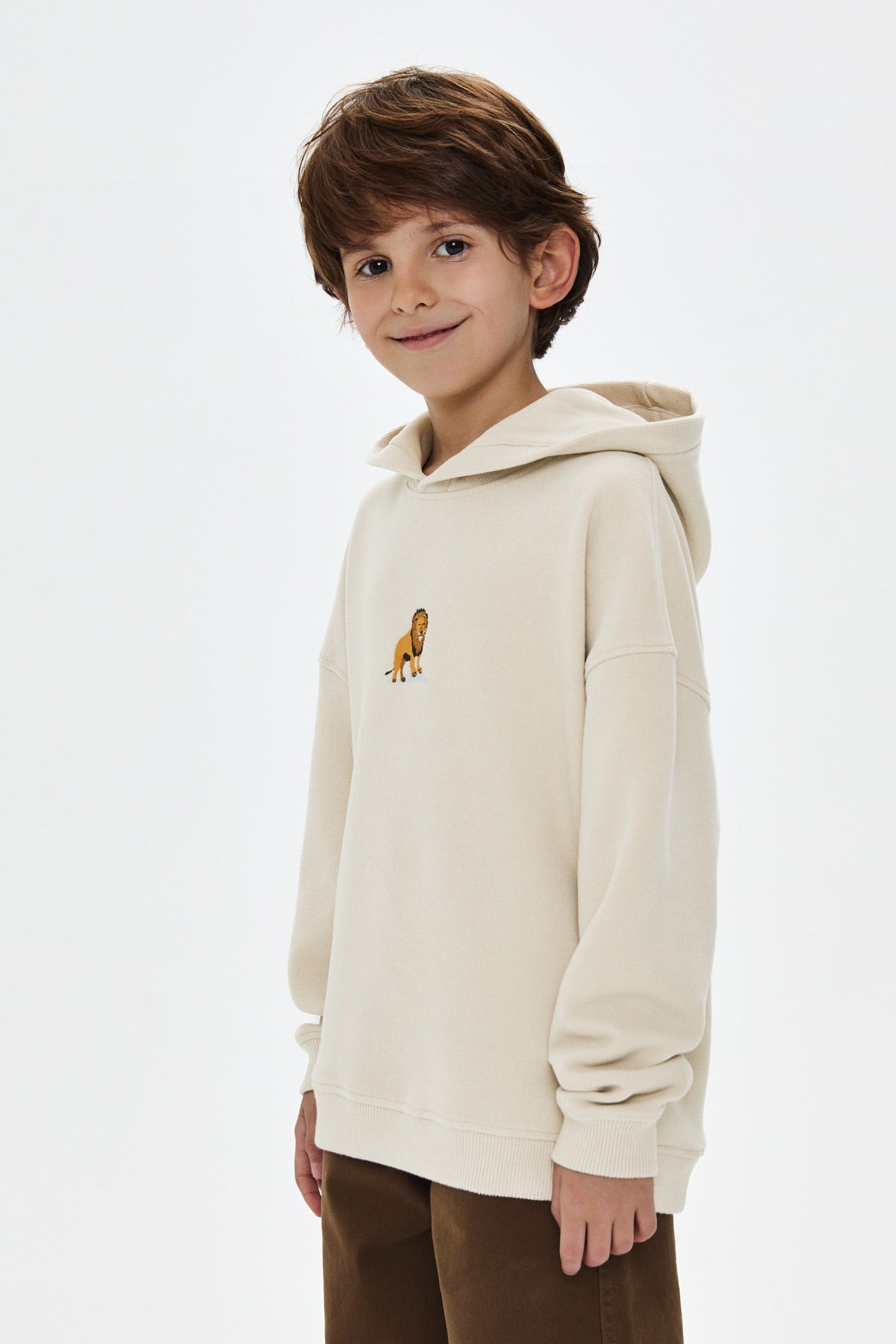 Aslan SuperSoft Çocuk Hoodie - Parşömen Bej