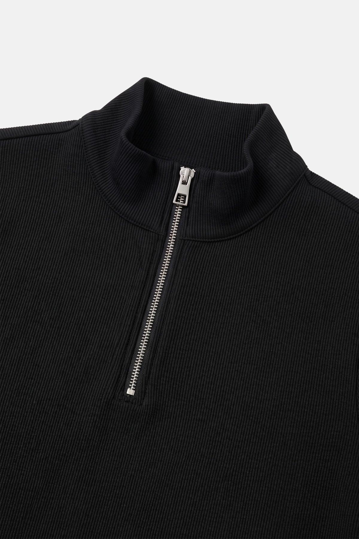 Basic Ribana Quarter-Zip Sweatshirt - Siyah