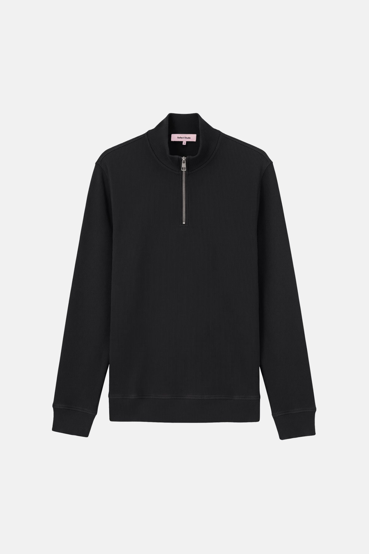 Basic Ribana Quarter-Zip Sweatshirt - Siyah