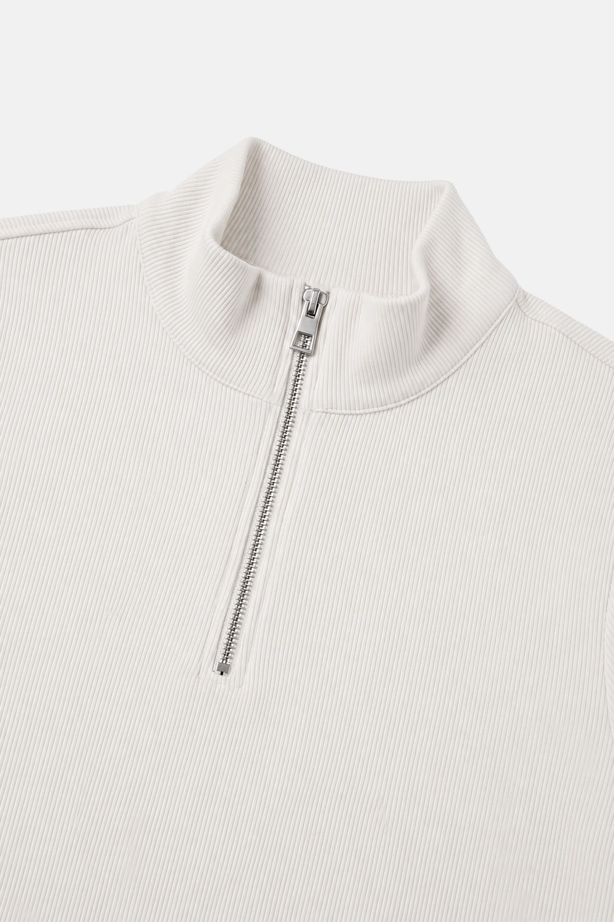 Basic Ribana Quarter-Zip Sweatshirt - Ekru