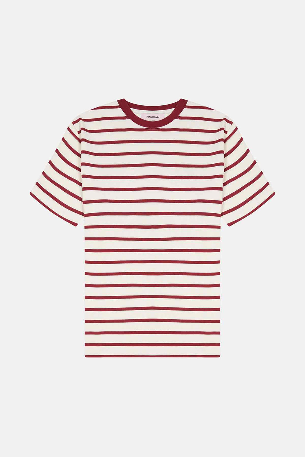 Çizgili Heavyweight T-shirt - Kırmızı / Ekru