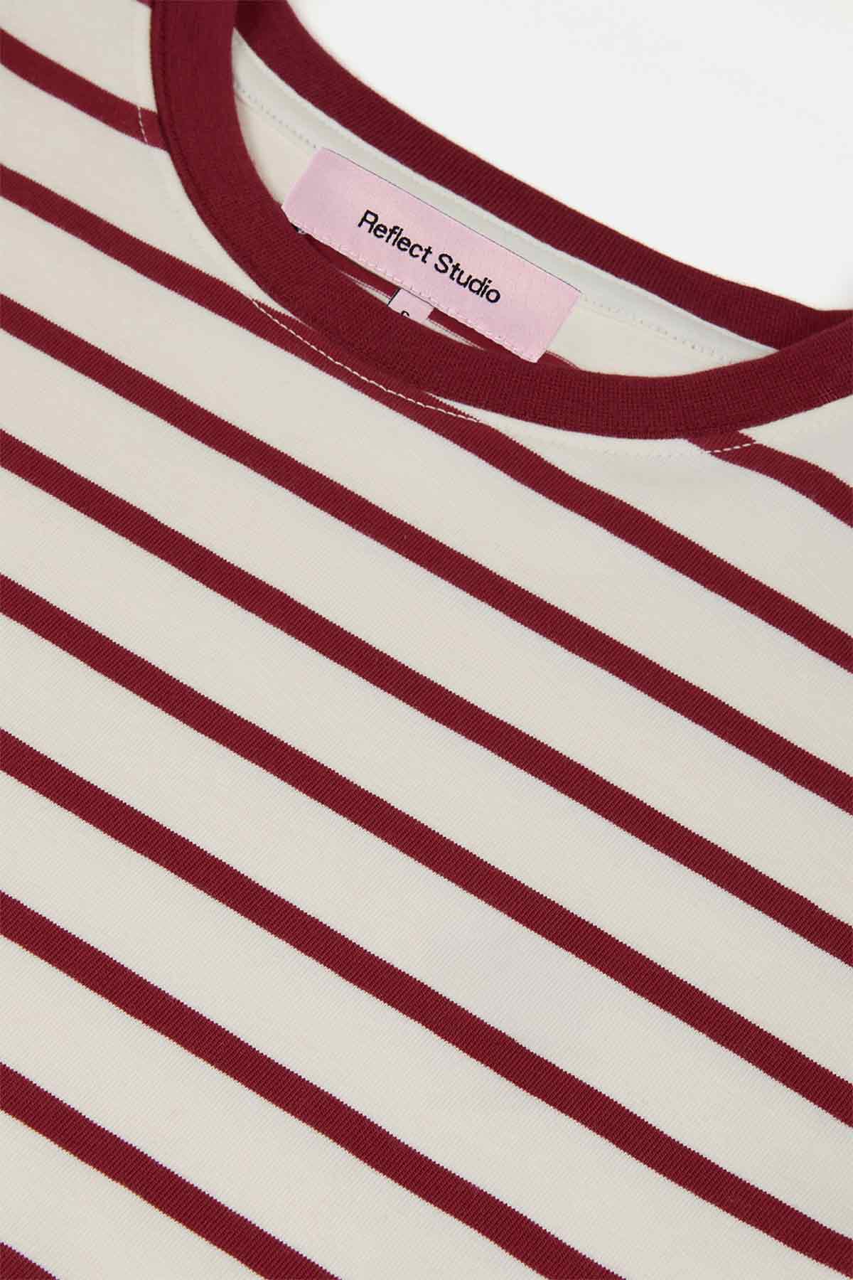 Çizgili Heavyweight T-shirt - Kırmızı / Ekru