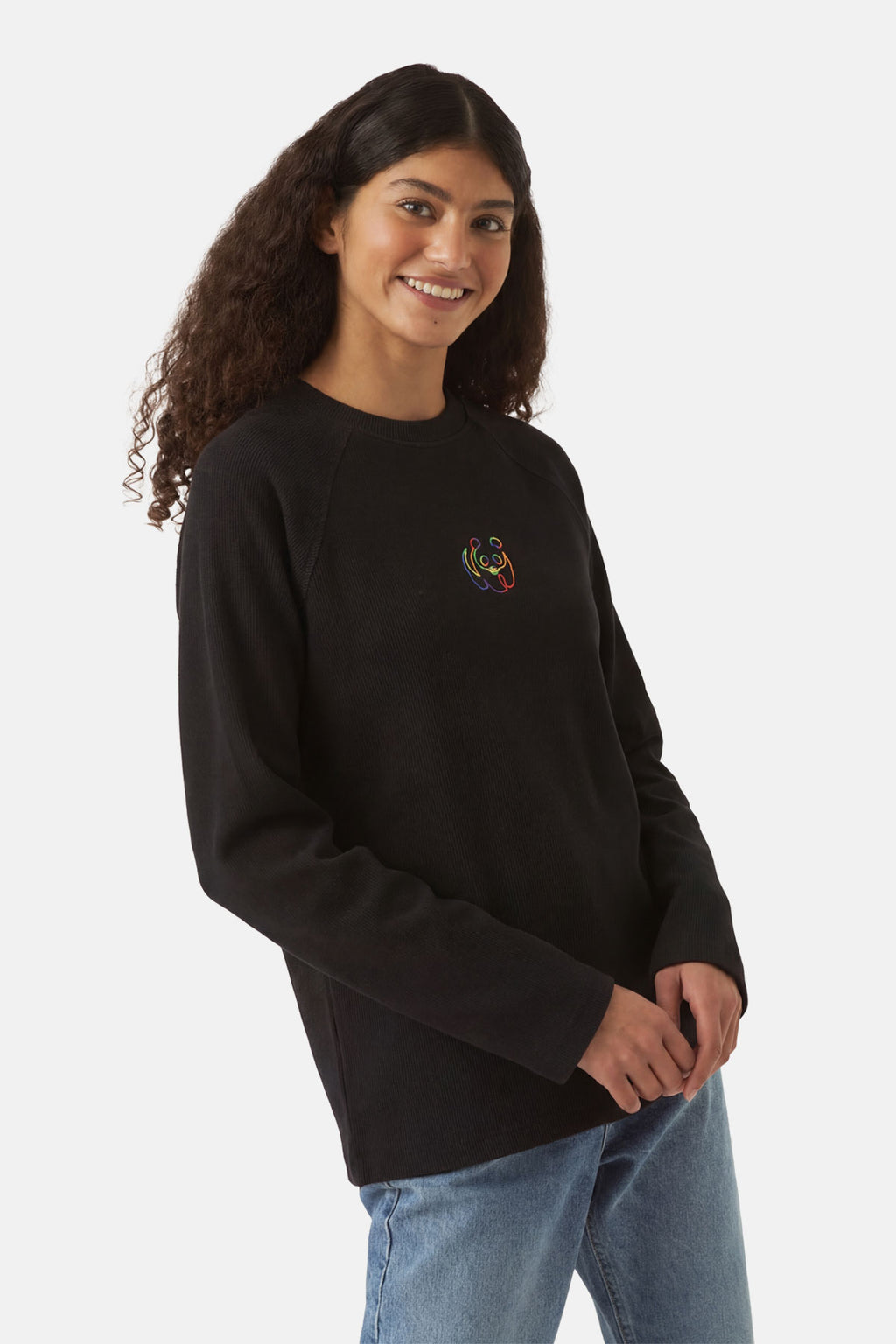 Panda Ribanalı Sweatshirt - Siyah