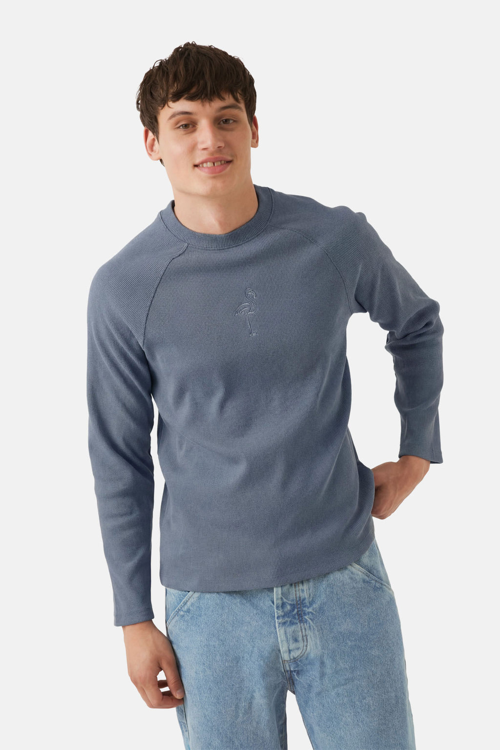 Flamingo Ribanalı Sweatshirt - Flint Mavi