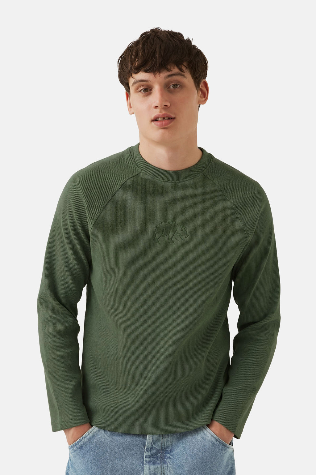 Bozayı Ribanalı Sweatshirt - Koyu Yeşil