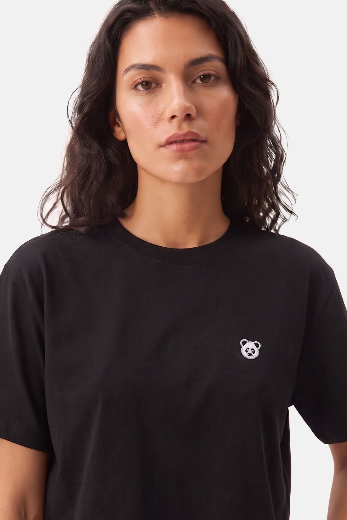 Panda Lightweight Crop T-shirt - Siyah