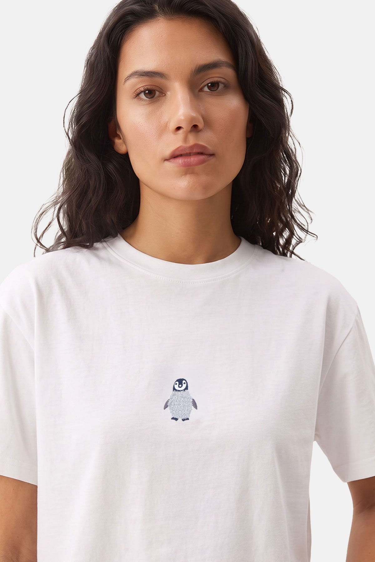 Yavru İmparator Penguen Lightweight Crop T-Shirt - Beyaz