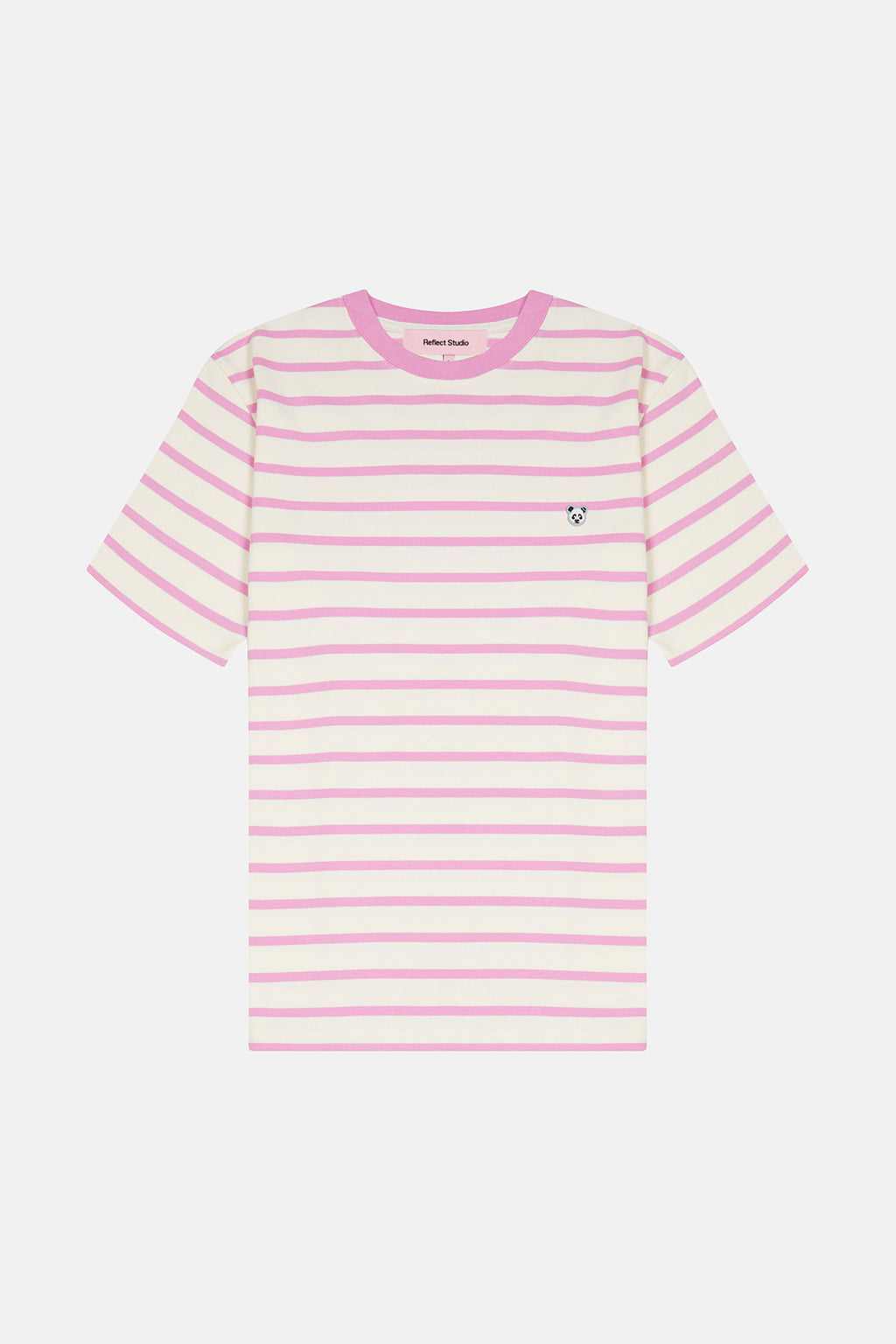 Panda Heavyweight Çizgili T-Shirt - Pembe /Ekru