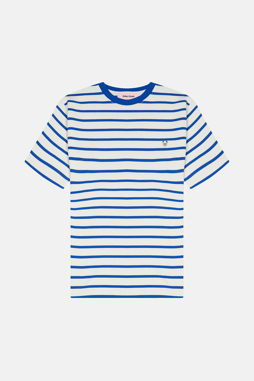 Panda Heavyweight Çizgili T-Shirt - Mavi/Ekru