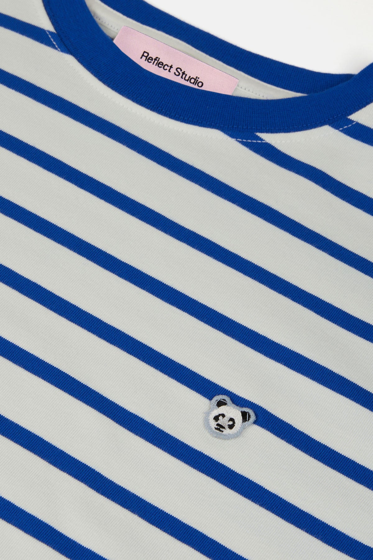 Panda Heavyweight Çizgili T-Shirt - Mavi/Ekru