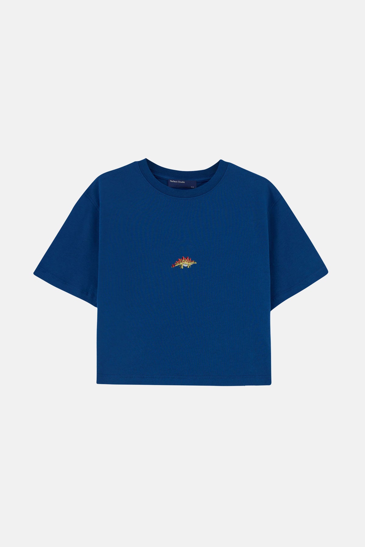 Sırtı Plakalı Dinozor Lightweight Crop T-shirt - Lacivert
